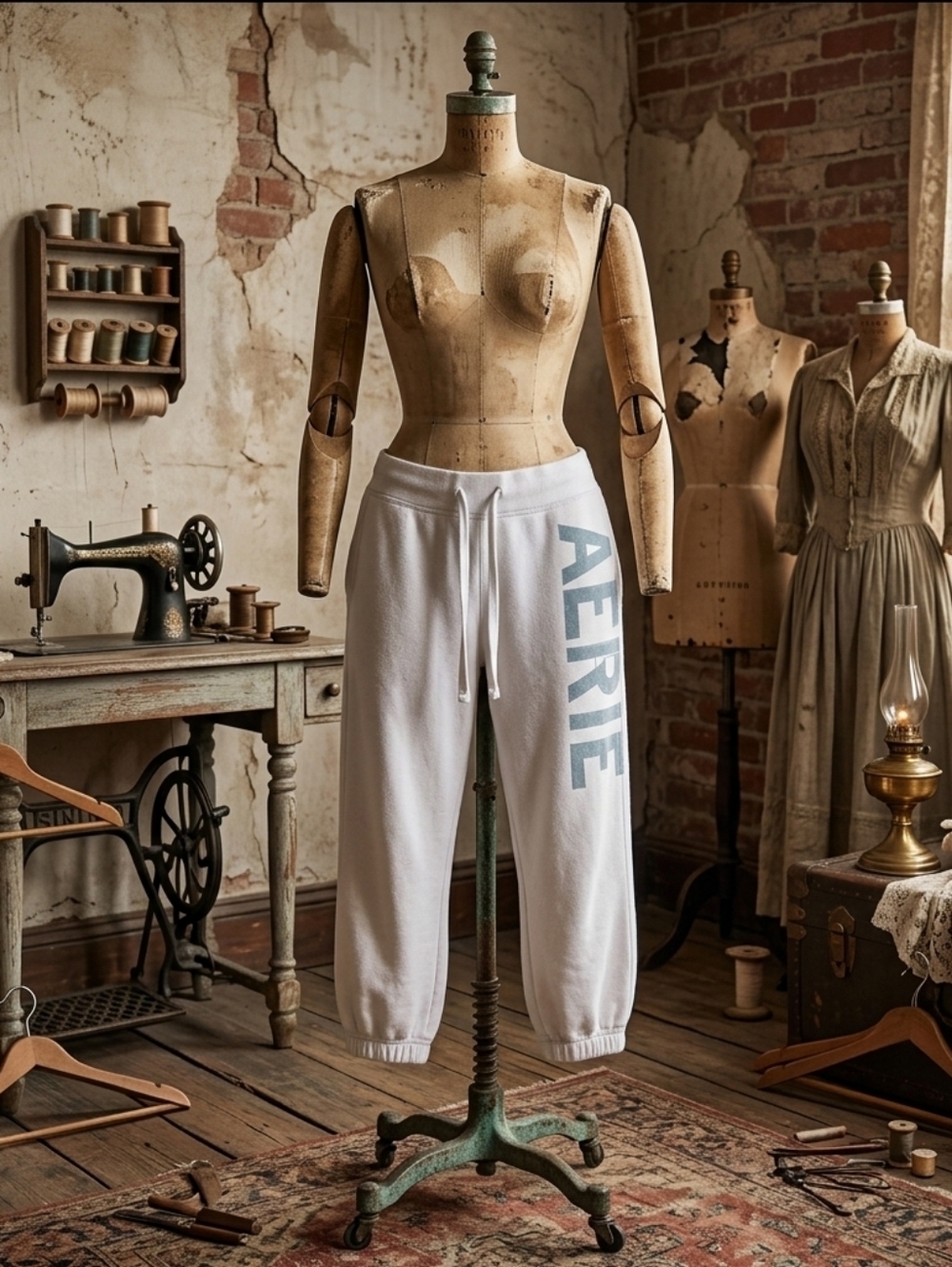 Vintage Y2K Aerie Cropped Sweatpants White Logo Joggers | Size S